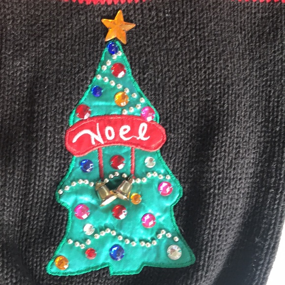 Christmas Sweater medium Tree Angel Santa GLadys Bagley Work in Progress ugly - Picture 6 of 8